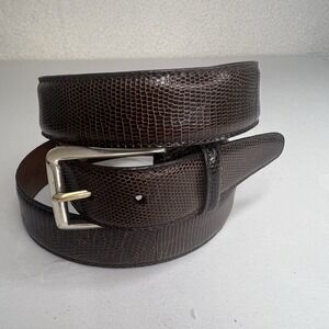 TORINO Dark Brown Genuine Exotic RINGMARK LIZARD Leather Belt Sz 40 Made in‎ USA